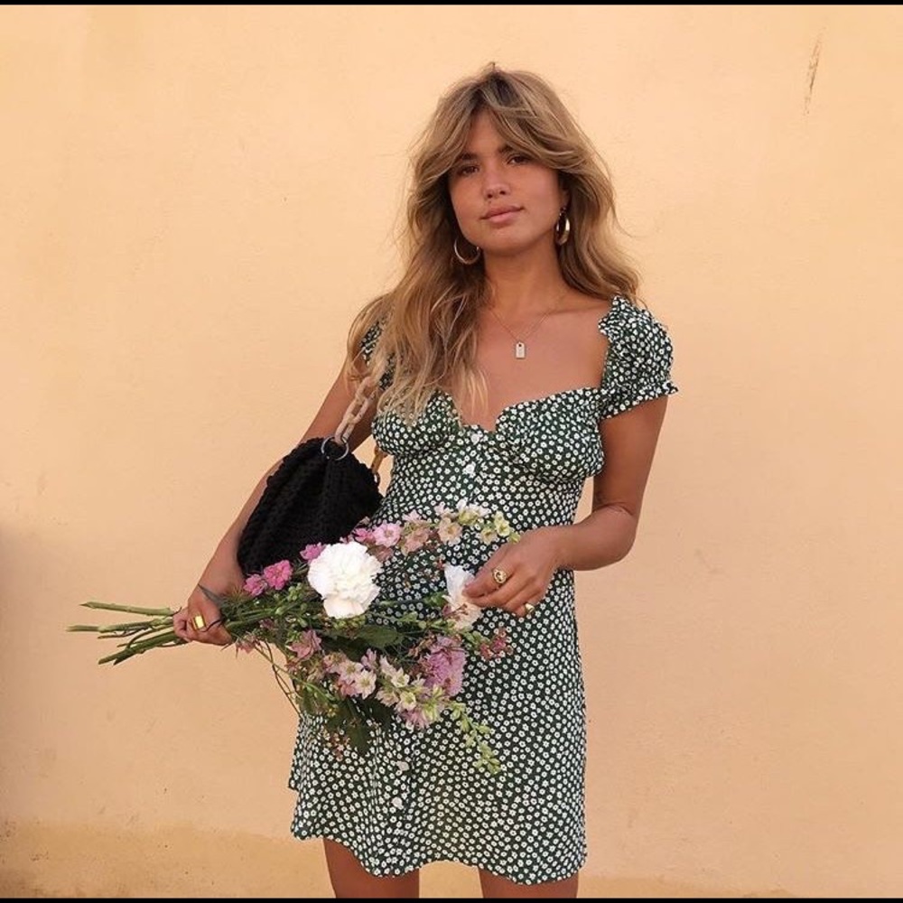 With Jean Green floral Mini dress